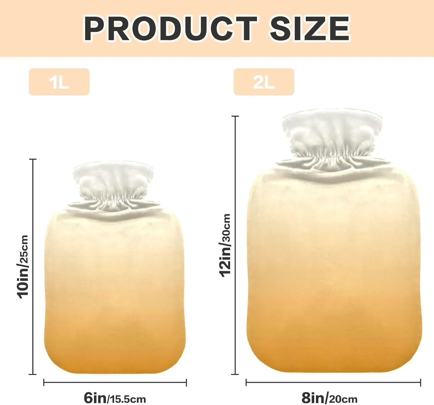 Hot Water Bottle with Soft Cover, Hot Water Bag for Neck and Shoulder Pain Relief, Heated Water Bottle for Menstrual Cramps, Hot and Cold Compress (1L, Sunlit Glow Fade-355)