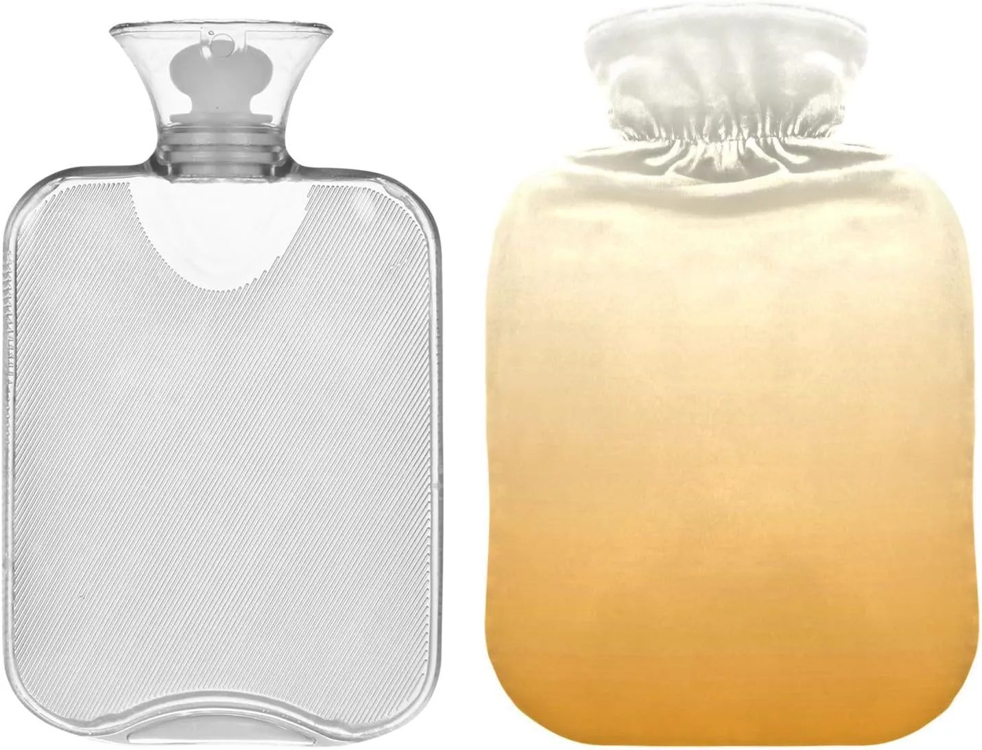 Hot Water Bottle with Soft Cover, Hot Water Bag for Neck and Shoulder Pain Relief, Heated Water Bottle for Menstrual Cramps, Hot and Cold Compress (1L, Sunlit Glow Fade-355)