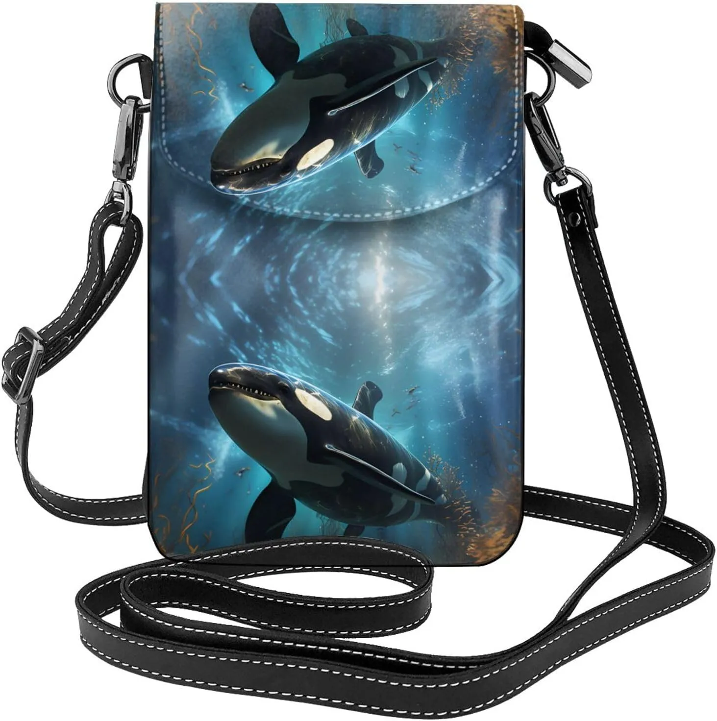 Huge killer whales Women's crossbody bag, crossbody phone bag, tassel wallet with shoulder strap, best gift for women.