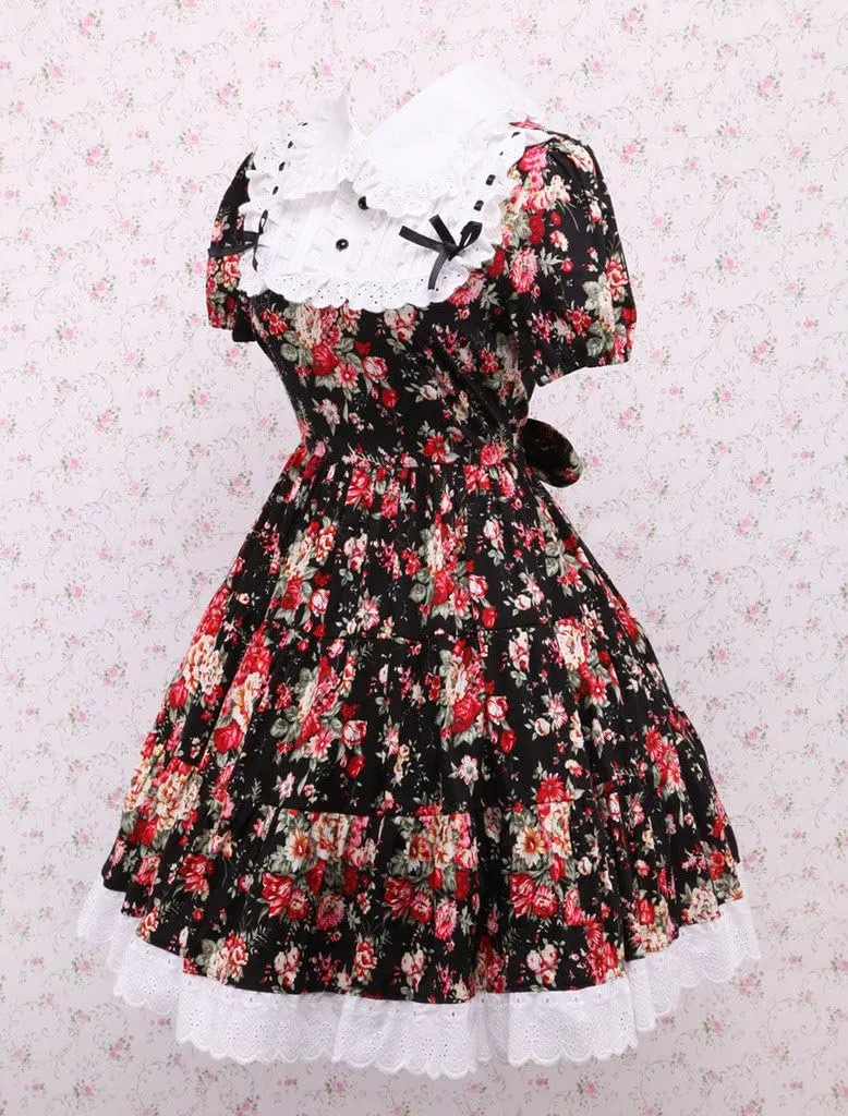 Hugme Cabbage Patch Short Sleeves Cotton Classic Lolita Dress