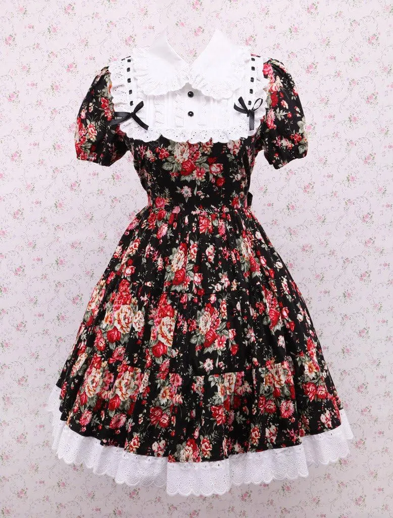 Hugme Cabbage Patch Short Sleeves Cotton Classic Lolita Dress