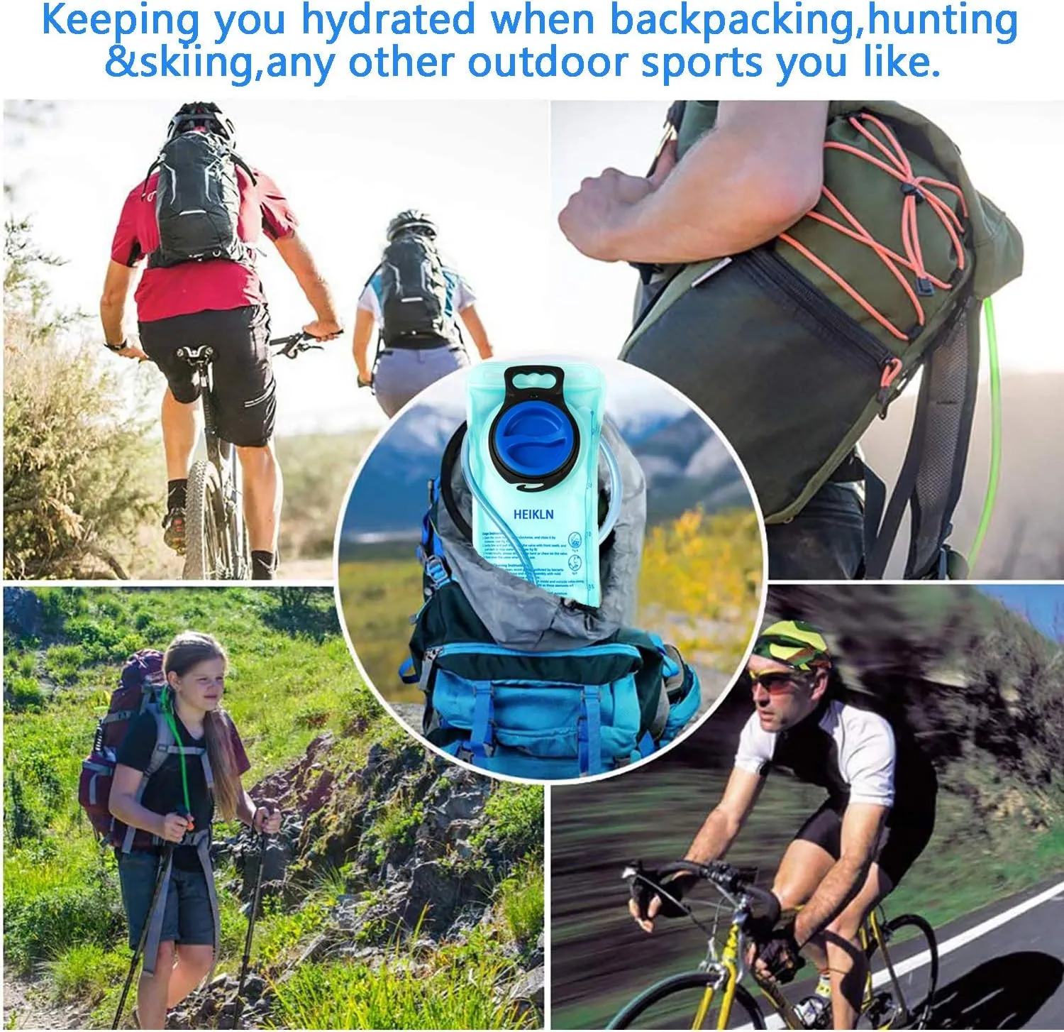 Hydration Bladder 2L-3L,Leak Proof Water Reservoir, BPA Free Military Water Storage Bladder Bag Hydration Pack Replacement Easy Clean for Bicycling Hiking Camping Hunting Running
