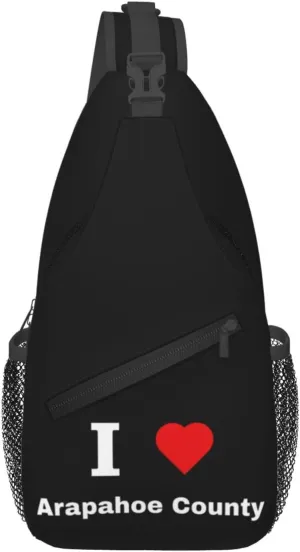 I Love Arapahoe County Crossbody Bags For Women Men Chest Backpack Gym Shoulder Bag Travel Outdoor Sports Casual Crossbody Bags