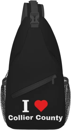 I Love Collier County Crossbody Bags For Women Men Chest Backpack Gym Shoulder Bag Travel Outdoor Sports Casual Crossbody Bags
