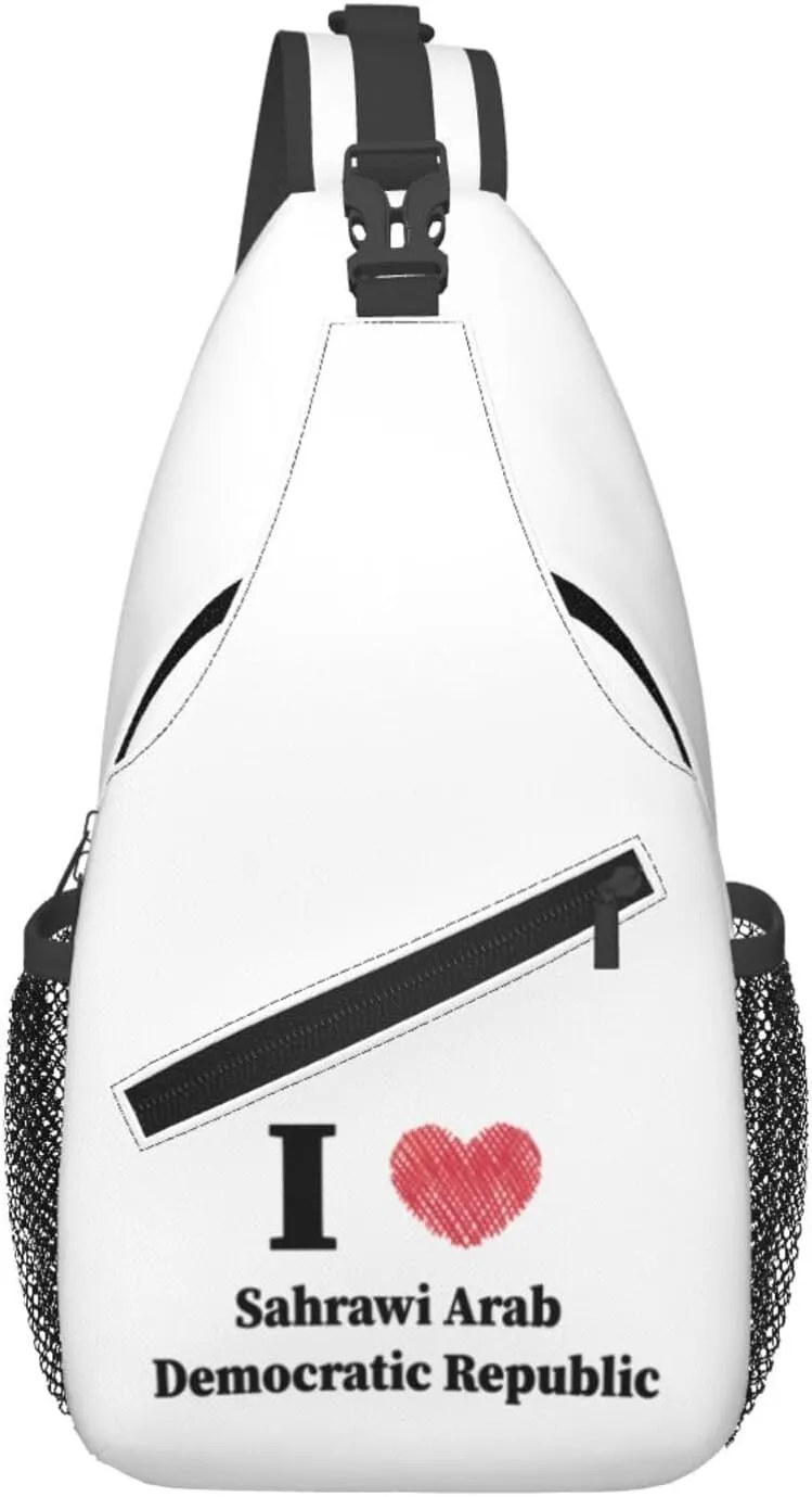 I Love Sahrawi Arab Democratic Republic Crossbody Bags For Women Men Chest Backpack Gym Shoulder Bag Travel Outdoor Sports Casual Crossbody Bags