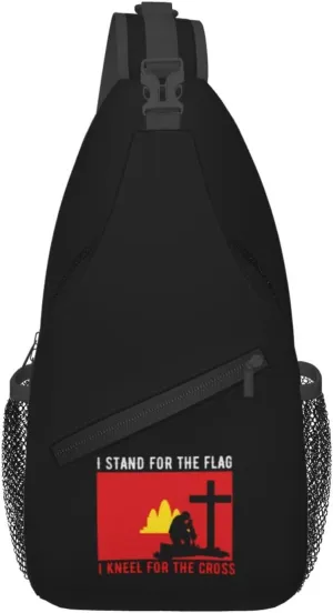 I Stand For The Democratic Kampuchea Flag And I Kneel For The Cross Crossbody Bags For Women Men Chest Backpack Gym Shoulder Bag Travel Outdoor Sports Casual Crossbody Bags