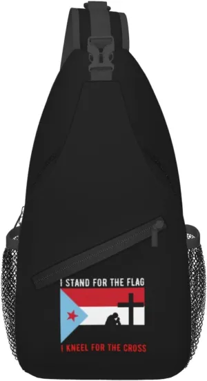 I Stand For The South Yemen Flag And I Kneel For The Cross Crossbody Bags For Women Men Chest Backpack Gym Shoulder Bag Travel Outdoor Sports Casual Crossbody Bags
