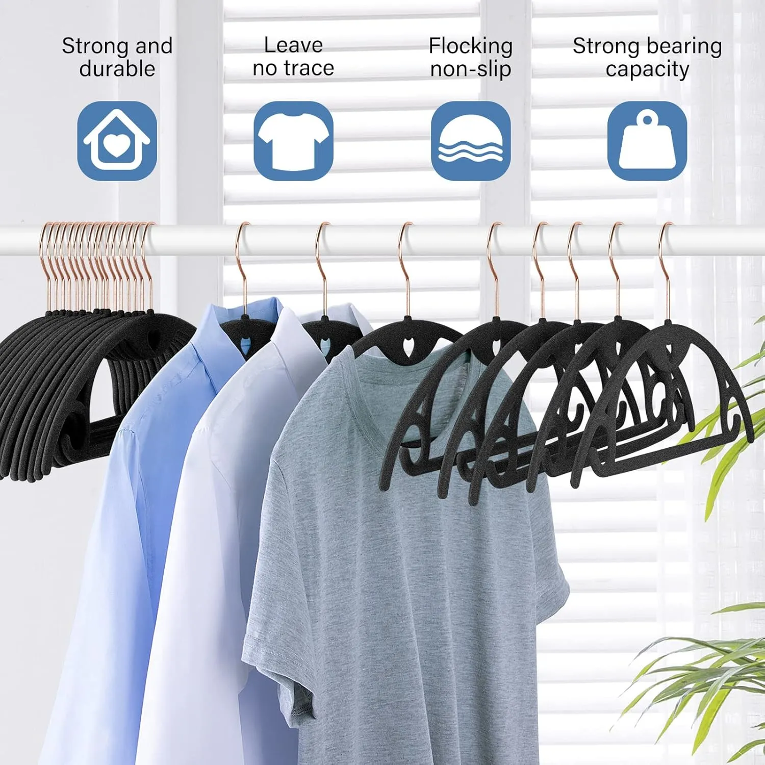 IEOKE Velvet Clothes Hangers, 50 Pack No Shoulder Bumps Ultra Thin Space Saving 360 Degree Swivel Heavy Duty Hook Durable Hanger for Suit, Sweaters, Coat, Jackets, Pants, Shirts (Gray)