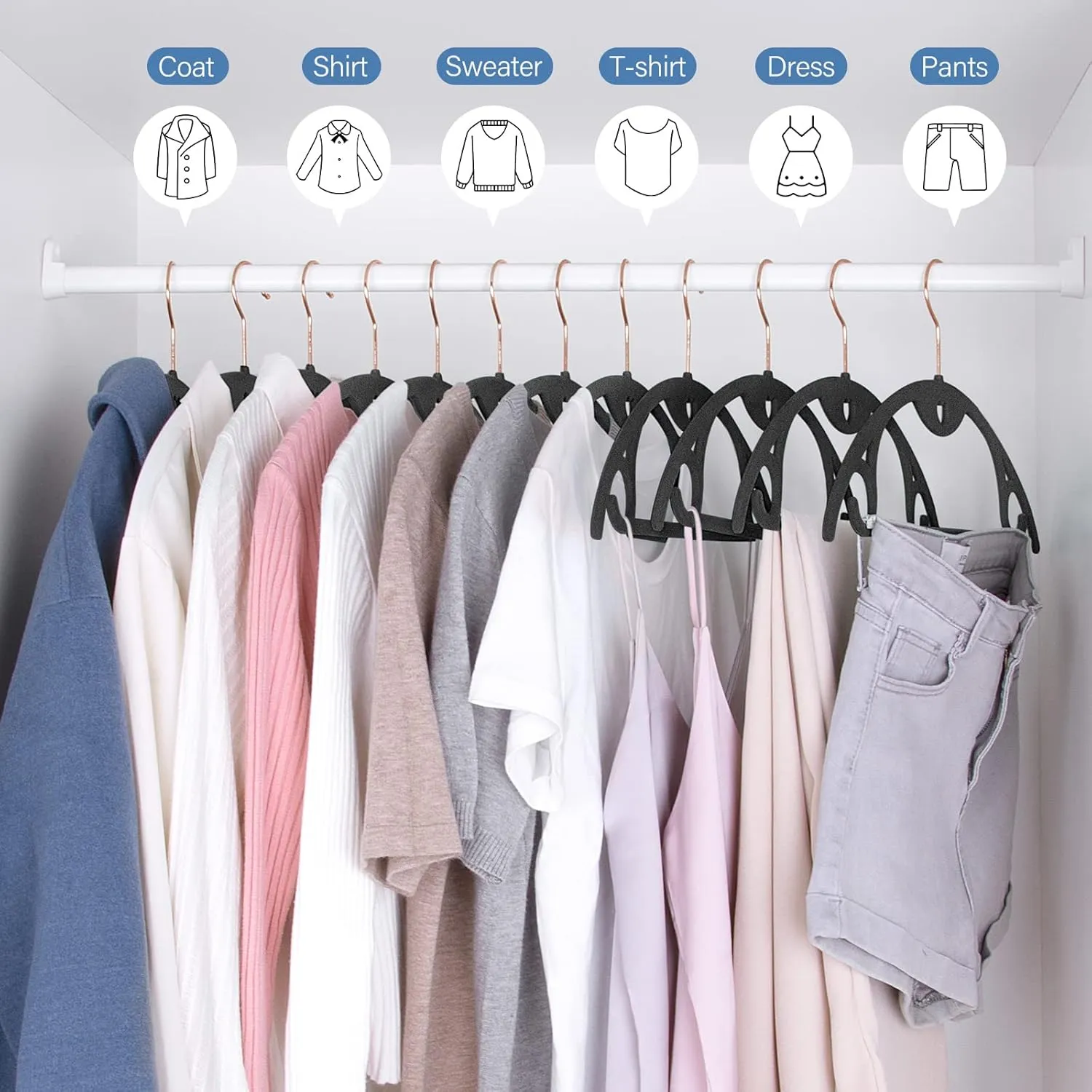 IEOKE Velvet Clothes Hangers, 50 Pack No Shoulder Bumps Ultra Thin Space Saving 360 Degree Swivel Heavy Duty Hook Durable Hanger for Suit, Sweaters, Coat, Jackets, Pants, Shirts (Gray)