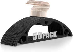 IEOKE Velvet Clothes Hangers, 50 Pack No Shoulder Bumps Ultra Thin Space Saving 360 Degree Swivel Heavy Duty Hook Durable Hanger for Suit, Sweaters, Coat, Jackets, Pants, Shirts (Gray)