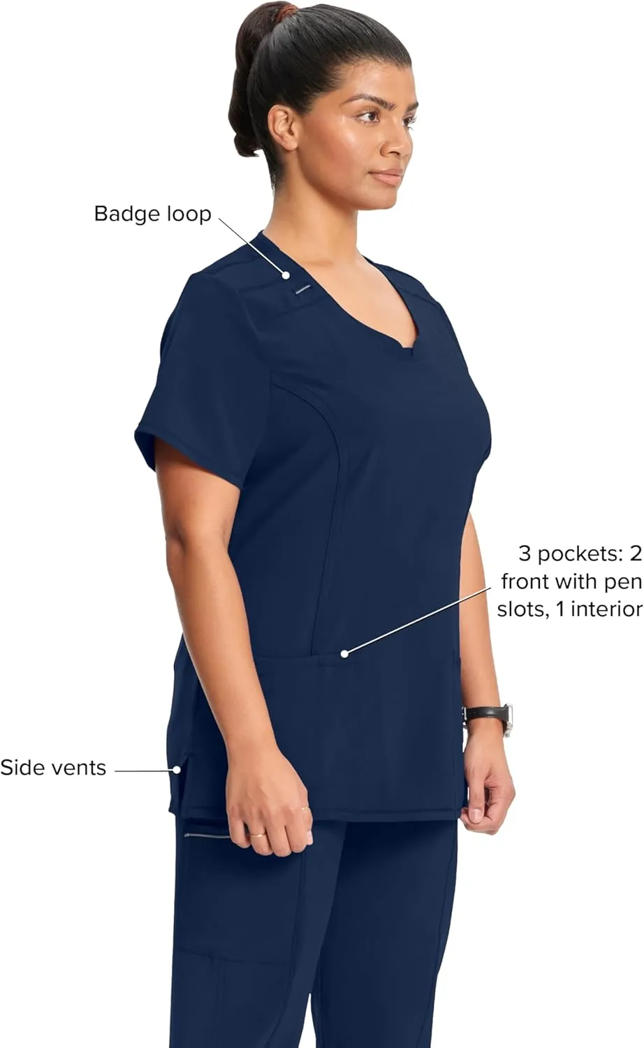 Infinity by Cherokee Round Neck scrub tops women with 3 Pockets & 360° Stretch - 2624A