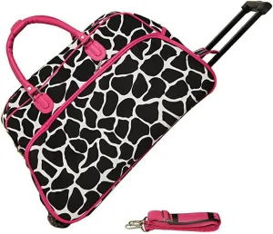 JChronicles 21 inch Carry On/Rolling Duffle Bag (Damask-BK trim) (Giraff-PK Trim)
