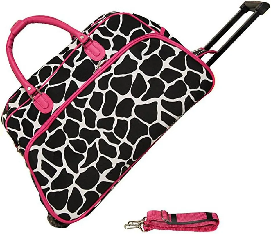 JChronicles 21 inch Carry On/Rolling Duffle Bag (Damask-BK trim) (Giraff-PK Trim)