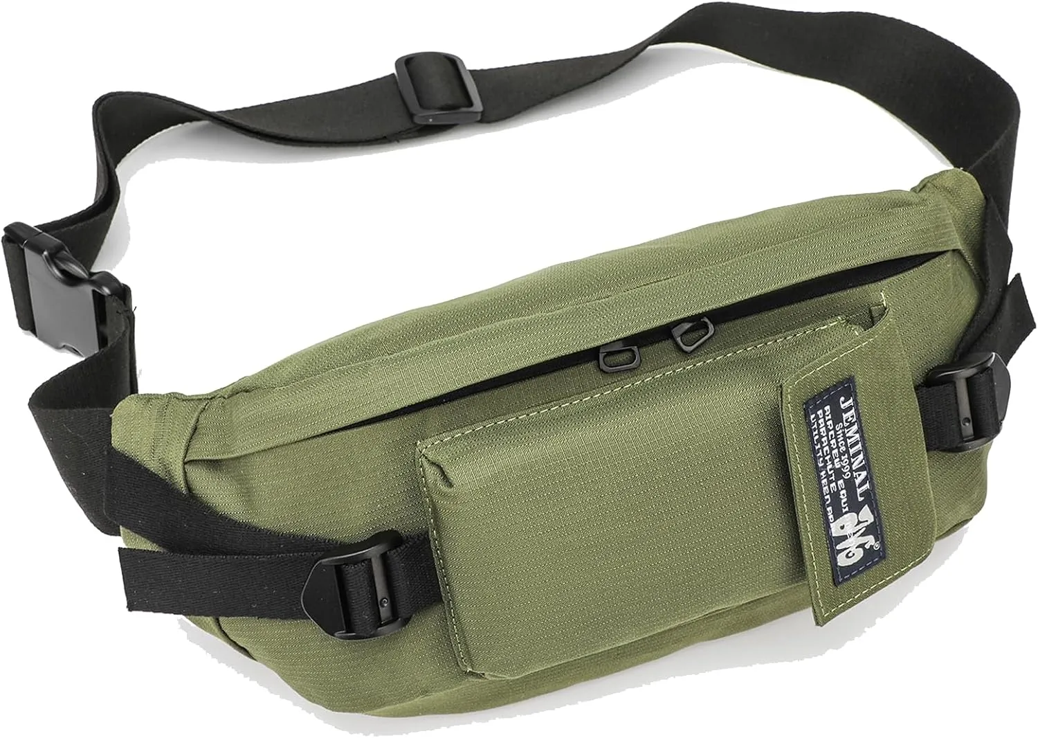 JEMINAL Sling Bag: Diamond-Grid Pattern 4L Light Spacious Crossbody Shoulder Everyday Carry Bag with Quick-adjust Strap - Double Layered Fabric Funny Pack for Men, Women, Travel, Sport (Green)