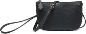 JEN & CO. Bonnie Vegan Leather Small Crossbody Bags Whipstitch Wristlet Wallets Clutch Purses Shoulder Handbag for Women