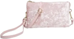 JEN & CO. Riley Velvet Crossbody Bag - Elegant Clutch Purse with Detachable Wristlet & Strap, Evening Purses for Women