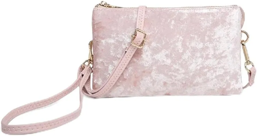 JEN & CO. Riley Velvet Crossbody Bag - Elegant Clutch Purse with Detachable Wristlet & Strap, Evening Purses for Women