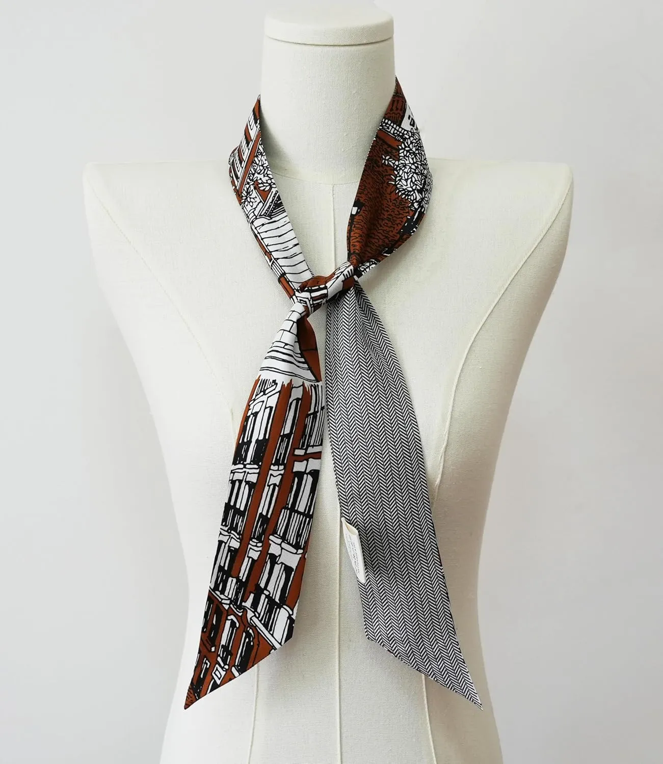 JERLA 100% Mulberry silk Scarf Bag scarf Head Hair Ribbon Handbag Handle wrap Tie Bundle Neckerchief Scarf for women