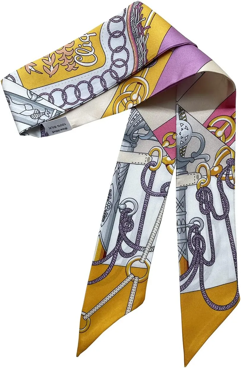 JERLA 100% Mulberry Silk Scarf for Women Men - Head Hair Ribbon, Handbag Handle Wrap, Tie Bundle, Neckerchief