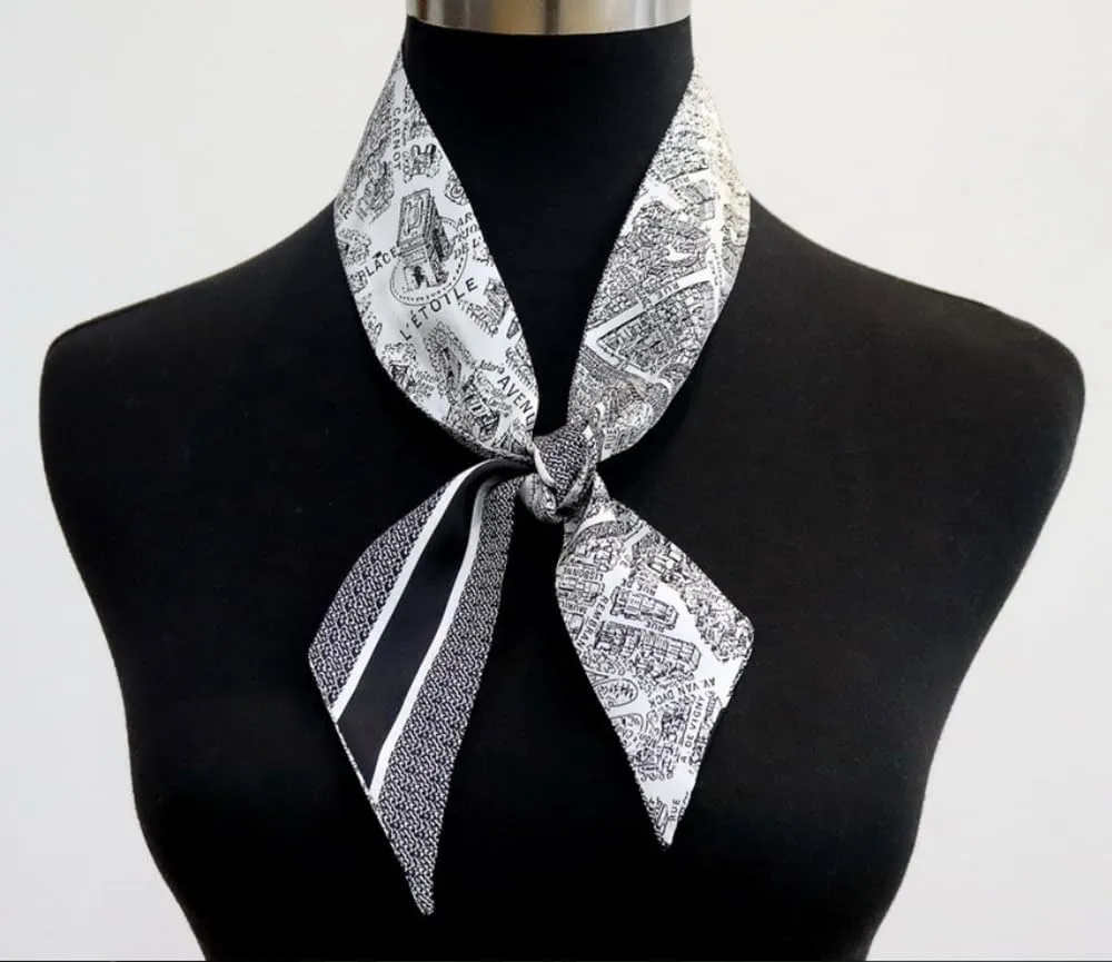 JERLA 100% Mulberry Silk Scarf, Head Wrap, Hair Tie, Handbag Handle Wrap, Neckerchief for Women
