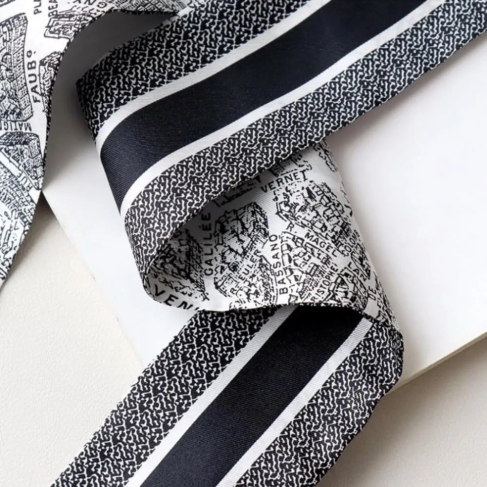 JERLA 100% Mulberry Silk Scarf, Head Wrap, Hair Tie, Handbag Handle Wrap, Neckerchief for Women