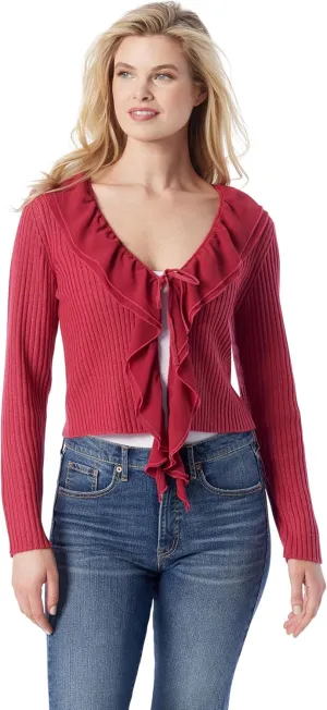 Jessica Simpson womens Aurier Ruffle Trim Tie Front Cardigan Standard