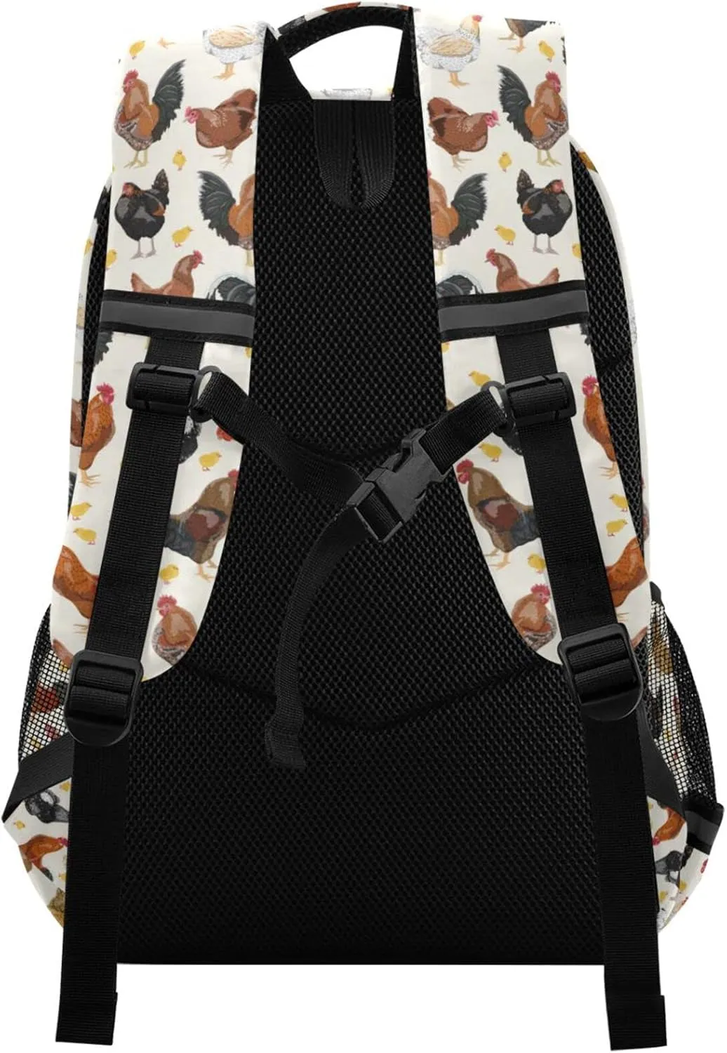 JIPONI Cute Chicken Rooster Pattern Backpack For Girls Boys School Kids Bookbag Travel Laptop Backpack Purse Daypack With Chest Strap