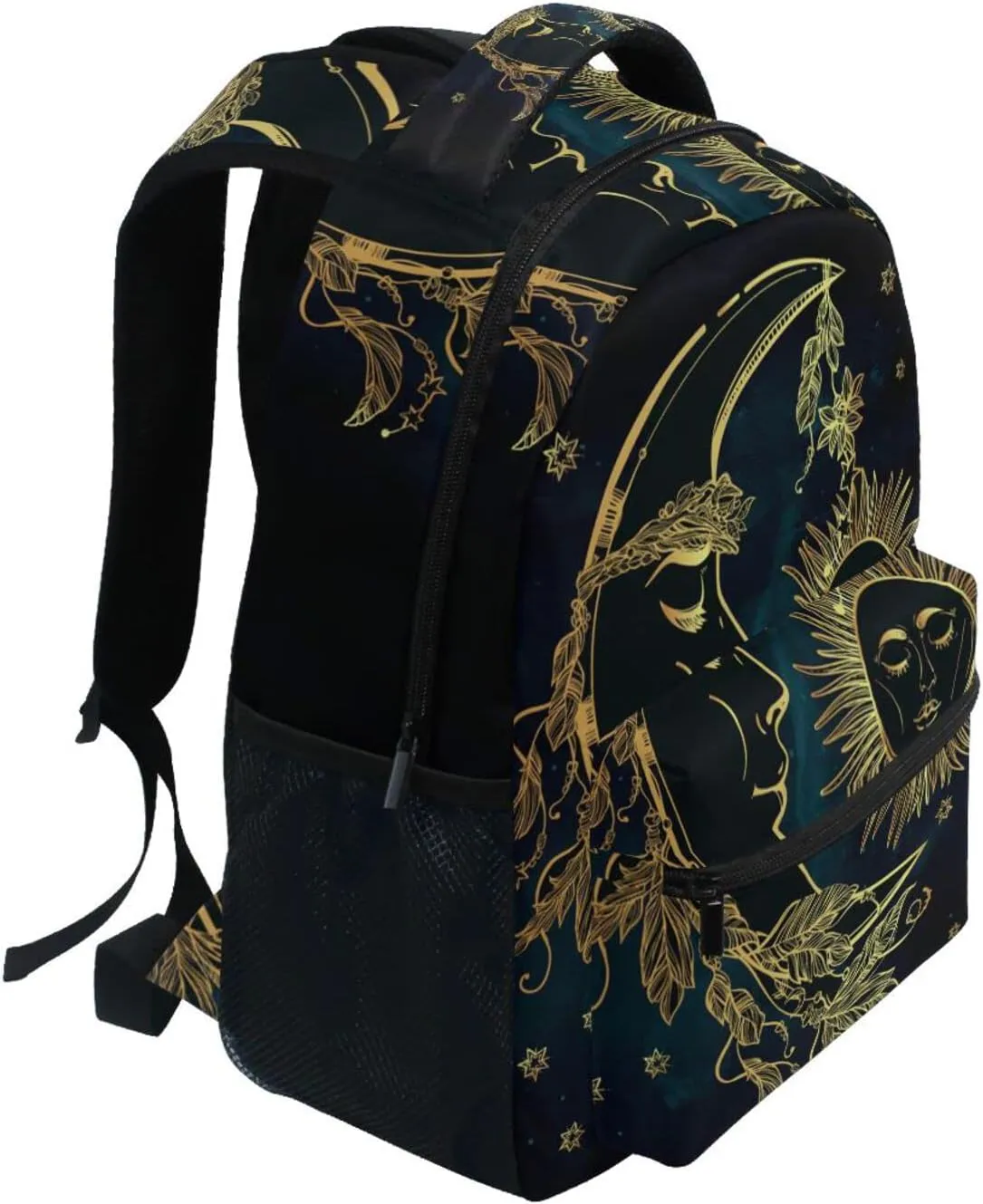 JIPONI Ethnic Moon Sun Star Backpack For Women Men, Student School Bag Bookbag Travel Laptop Backpack Purse Daypack