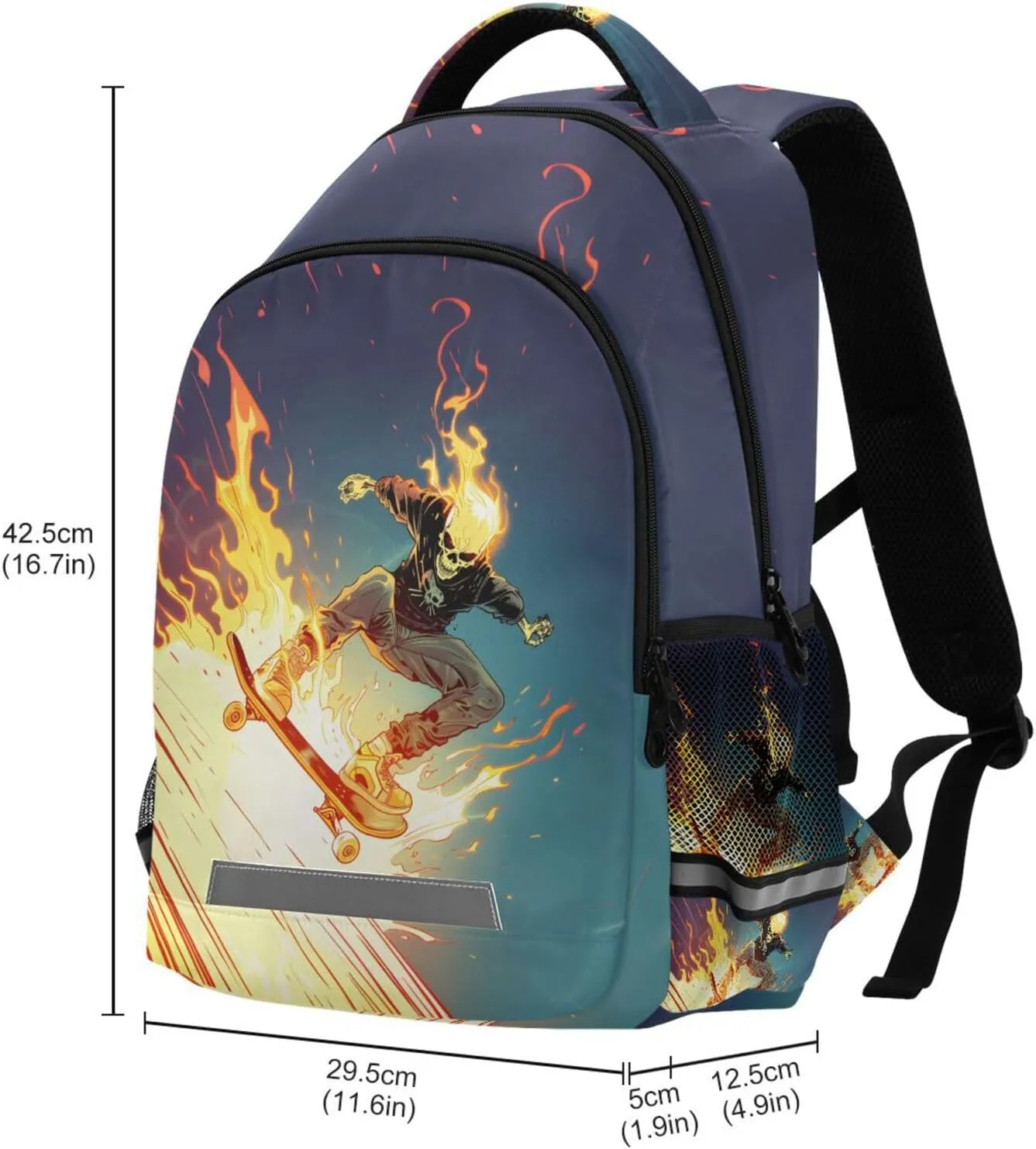 JIPONI Skull Cool Rider Backpack For Girls Boys School Kids Bookbag Travel Laptop Backpack Purse Daypack With Chest Strap