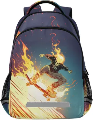 JIPONI Skull Cool Rider Backpack For Girls Boys School Kids Bookbag Travel Laptop Backpack Purse Daypack With Chest Strap