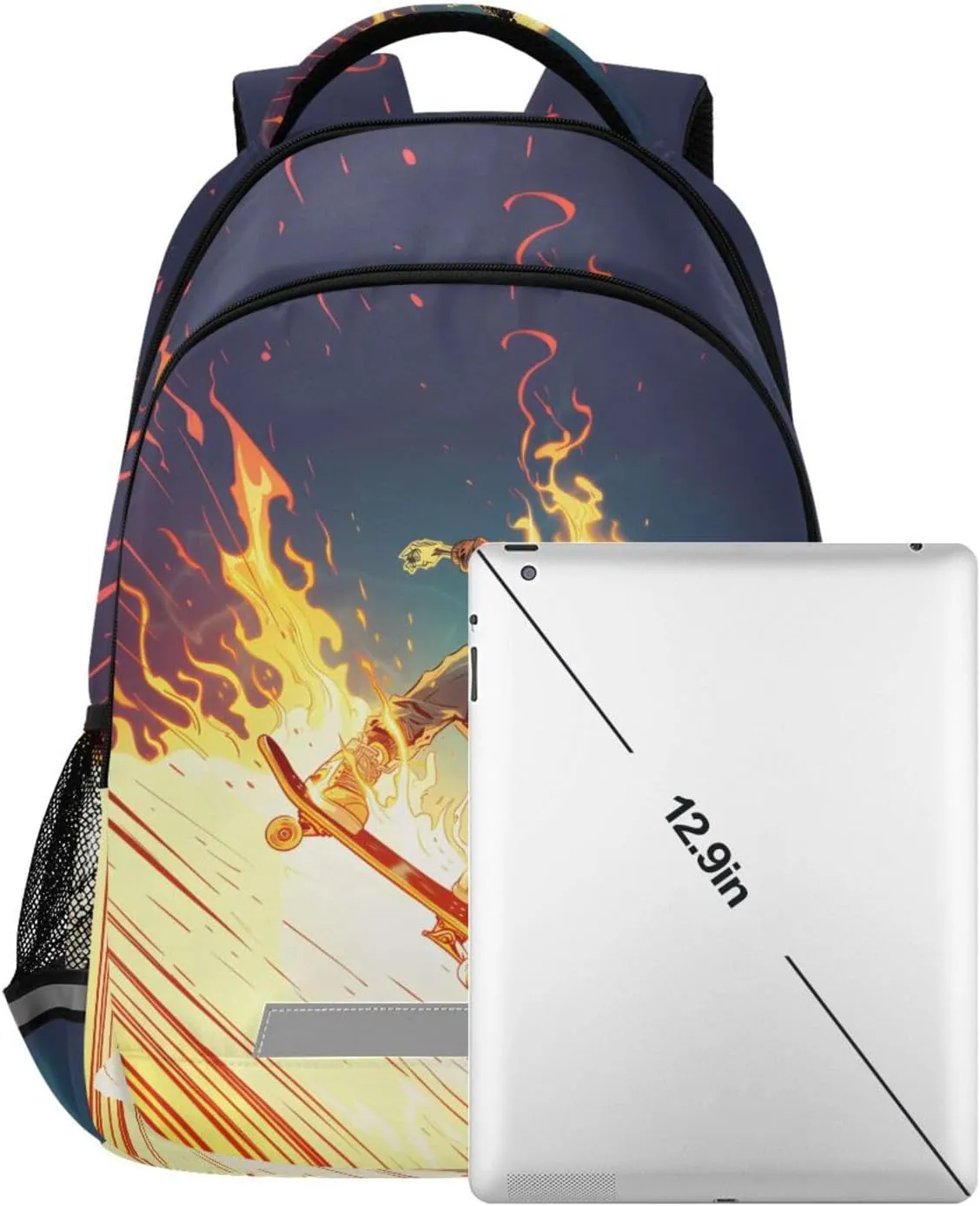 JIPONI Skull Cool Rider Backpack For Girls Boys School Kids Bookbag Travel Laptop Backpack Purse Daypack With Chest Strap