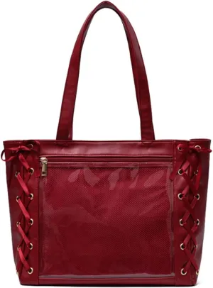JK Tote Bag Silk Ribbon Shoulder Bags DIY Transparent Window Large Capacity Handbag Purse