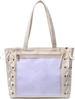 JK Tote Bag Silk Ribbon Shoulder Bags DIY Transparent Window Large Capacity Handbag Purse
