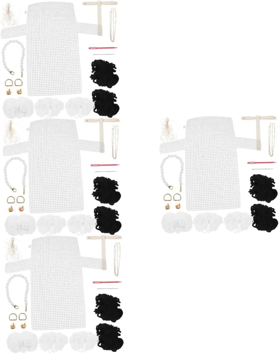 jojofuny 4 Sets Crossbody Bag Handmade Kit Bag Making Accessory Set Wide Strap Chain Strap Macrame Material