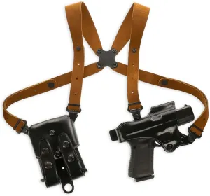JR228B Jackass Rig Leather Shoulder System Compatible with Glock 21, Right Hand, Black Finish