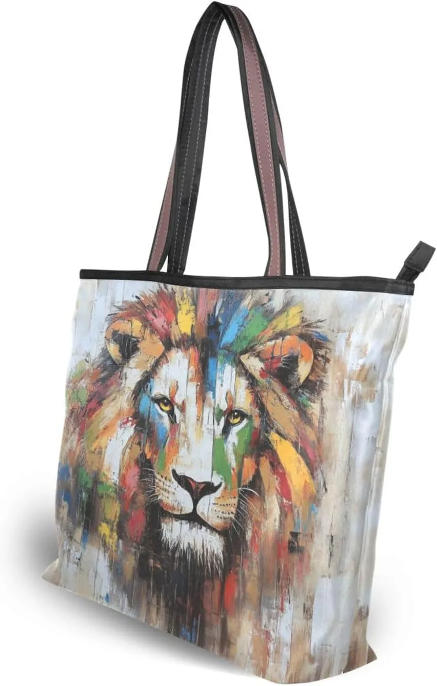 JSTEL Tote Bag for Women with Zipper,Polyester Tote Purse Holiday Tote Bag Work Handbag Women Gift
