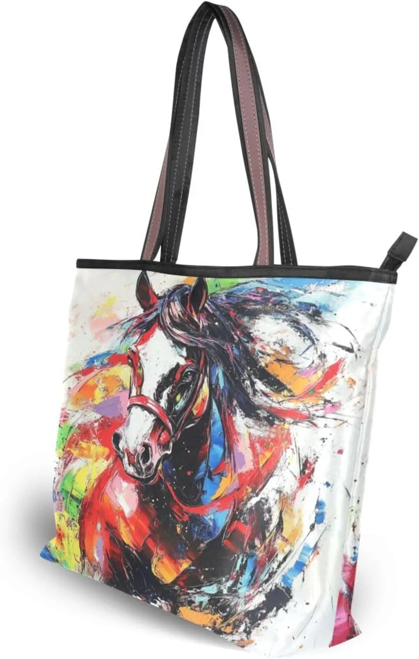 JSTEL Tote Bag for Women with Zipper,Polyester Tote Purse Holiday Tote Bag Work Handbag Women Gift