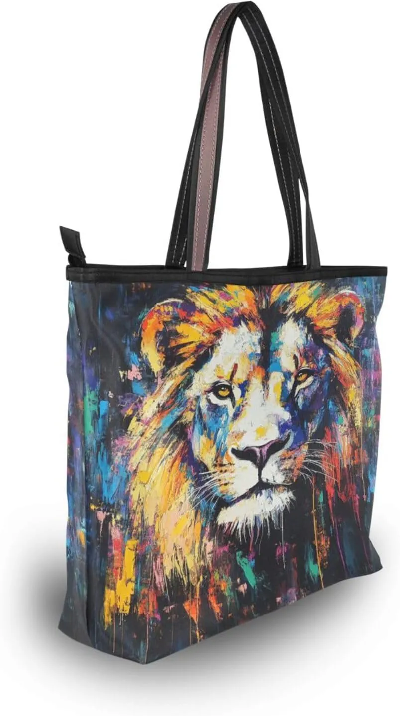 JSTEL Tote Bag for Women with Zipper,Polyester Tote Purse Holiday Tote Bag Work Handbag Women Gift