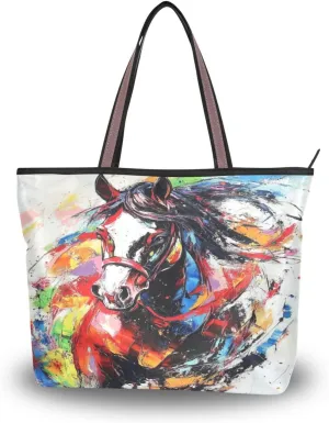 JSTEL Tote Bag for Women with Zipper,Polyester Tote Purse Holiday Tote Bag Work Handbag Women Gift
