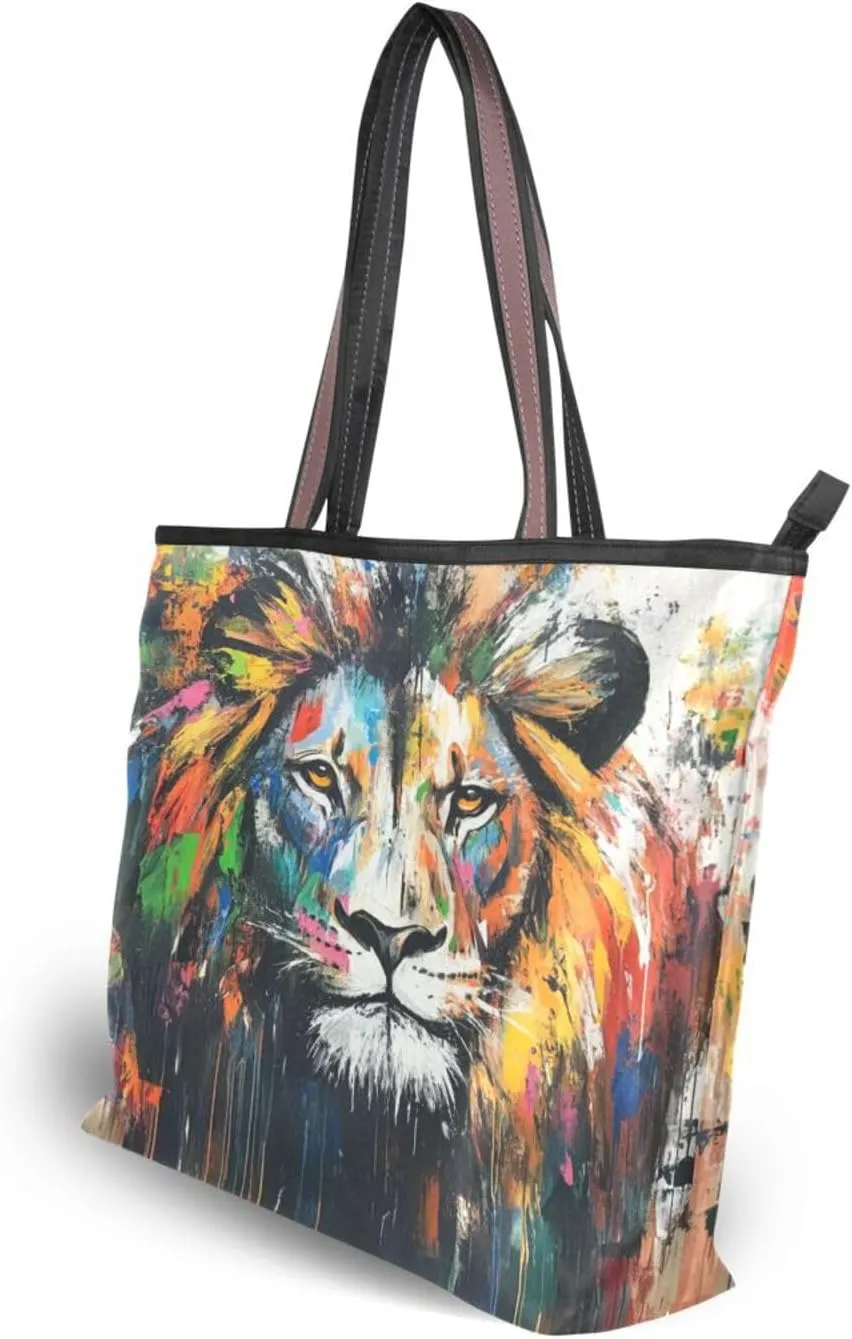 JSTEL Tote Bag for Women with Zipper,Polyester Tote Purse Holiday Tote Bag Work Handbag Women Gift