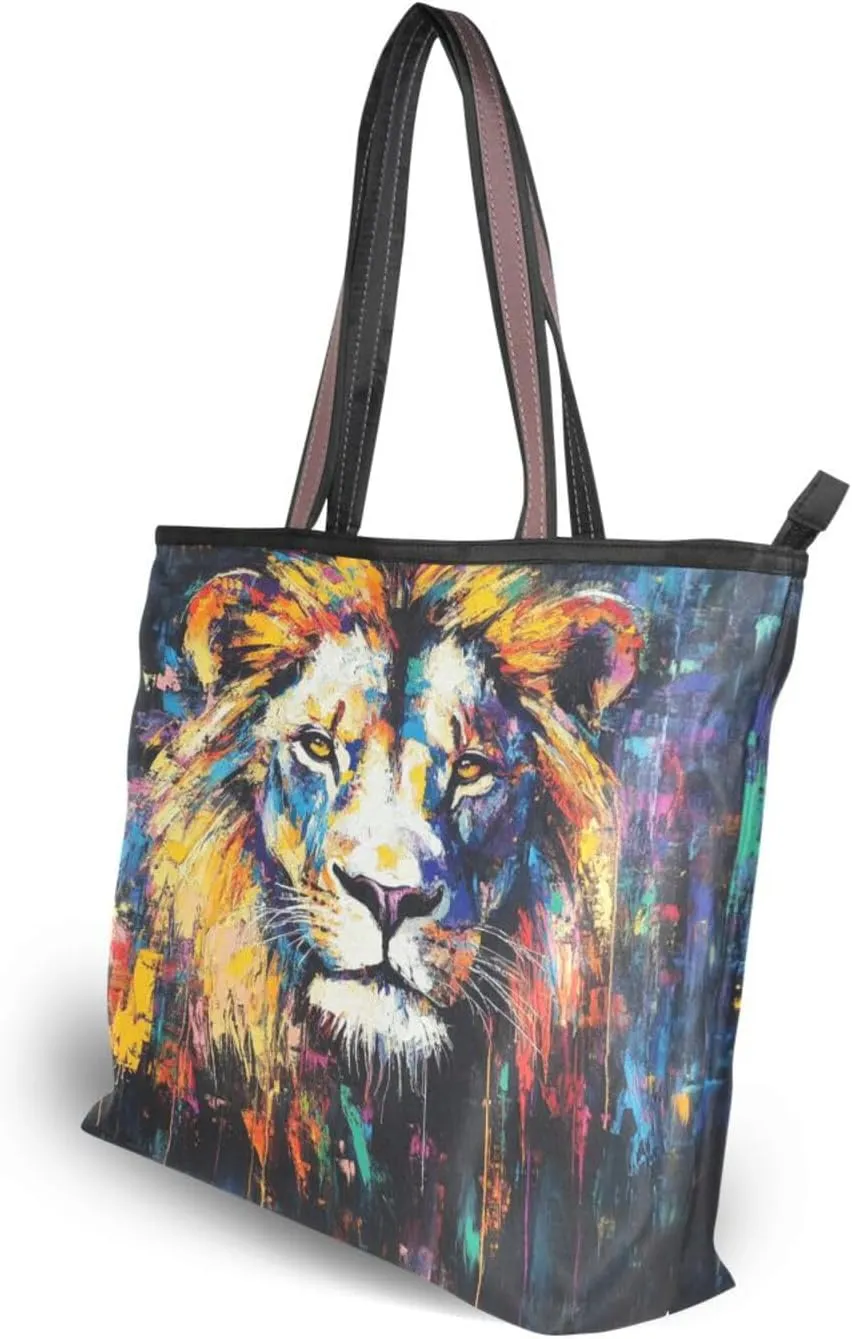 JSTEL Tote Bag for Women with Zipper,Polyester Tote Purse Holiday Tote Bag Work Handbag Women Gift