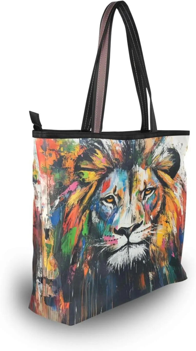 JSTEL Tote Bag for Women with Zipper,Polyester Tote Purse Holiday Tote Bag Work Handbag Women Gift