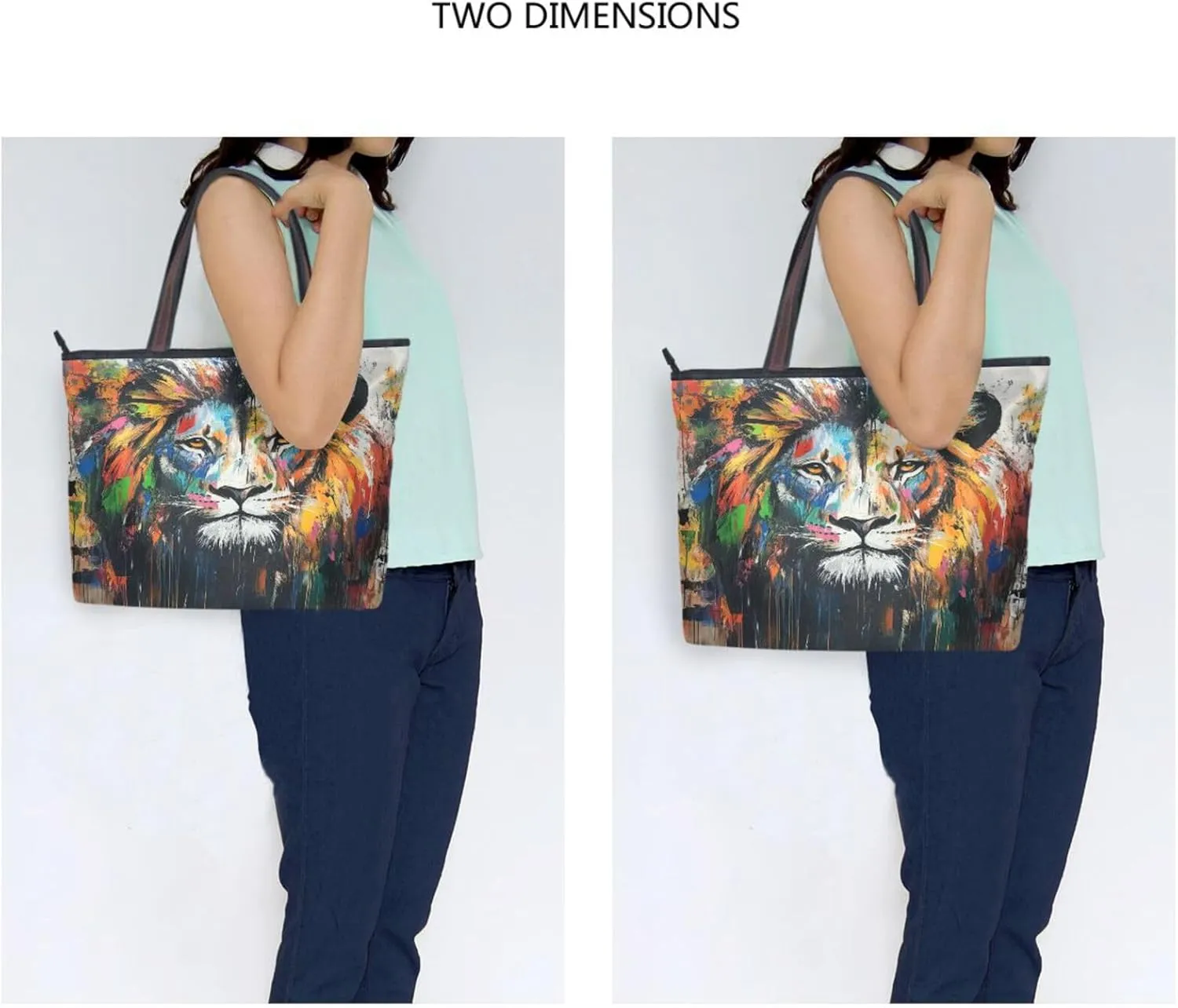 JSTEL Tote Bag for Women with Zipper,Polyester Tote Purse Holiday Tote Bag Work Handbag Women Gift