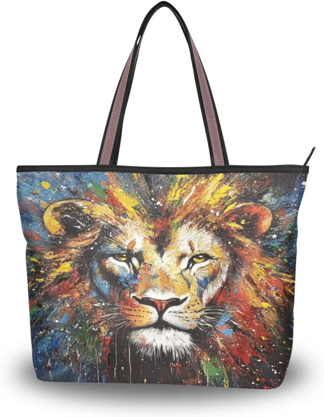 JSTEL Tote Bag for Women with Zipper,Polyester Tote Purse Holiday Tote Bag Work Handbag Women Gift