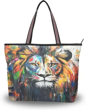 JSTEL Tote Bag for Women with Zipper,Polyester Tote Purse Holiday Tote Bag Work Handbag Women Gift