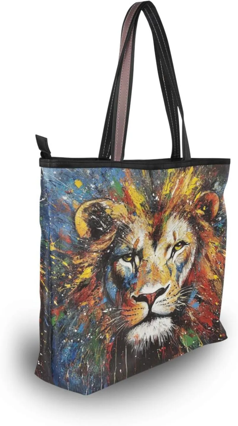 JSTEL Tote Bag for Women with Zipper,Polyester Tote Purse Holiday Tote Bag Work Handbag Women Gift