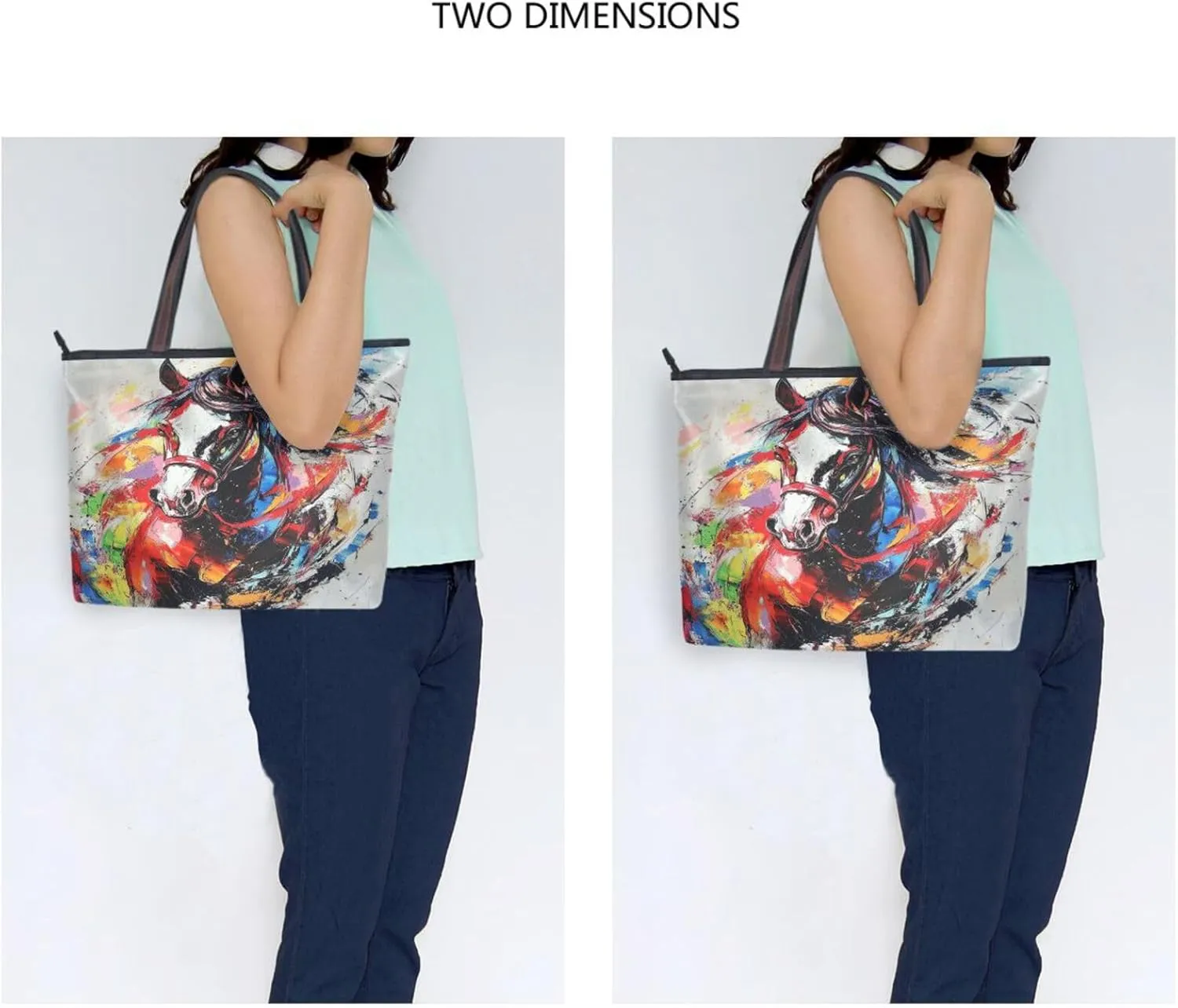 JSTEL Tote Bag for Women with Zipper,Polyester Tote Purse Holiday Tote Bag Work Handbag Women Gift