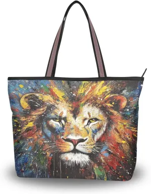 JSTEL Tote Bag for Women with Zipper,Polyester Tote Purse Holiday Tote Bag Work Handbag Women Gift