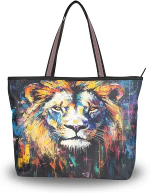 JSTEL Tote Bag for Women with Zipper,Polyester Tote Purse Holiday Tote Bag Work Handbag Women Gift