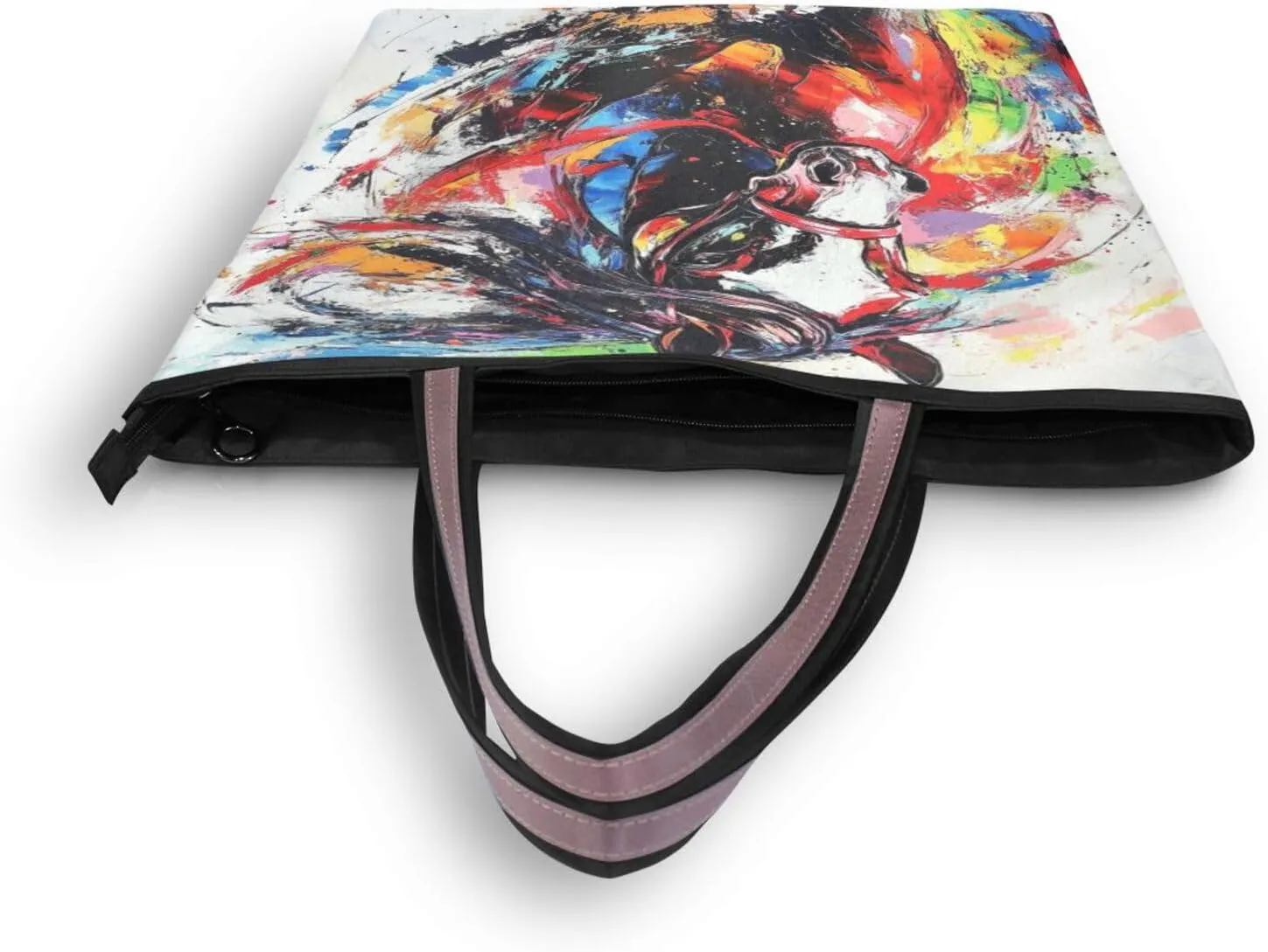 JSTEL Tote Bag for Women with Zipper,Polyester Tote Purse Holiday Tote Bag Work Handbag Women Gift